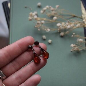 1970's Sterling Amber Citrine Drop Earrings